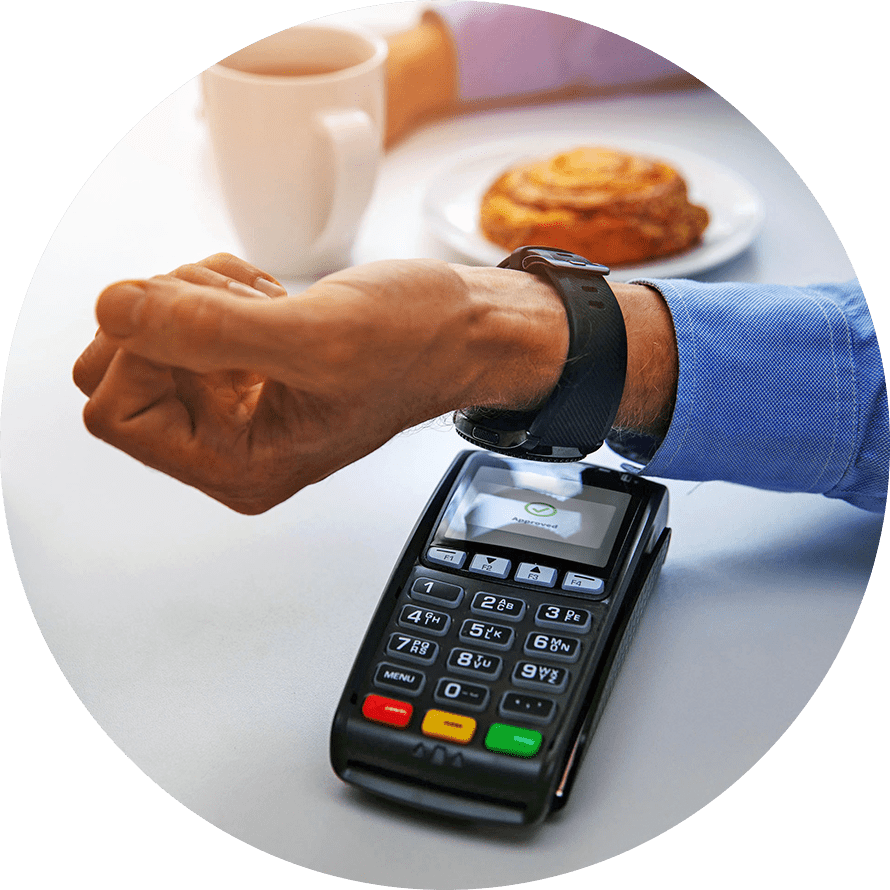 paying for breakfast with watch